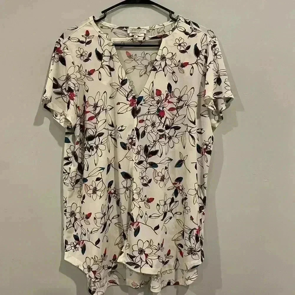 Anatomie Floral Blouse v Neck Made in Italy size L